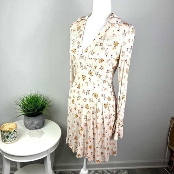 Free People Good Days Long Sleeve Minidress womens flower print size xs - Picture 2 of 10